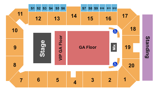 Sudbury Arena Endstage GA Floor w/ VIP Seating Chart
